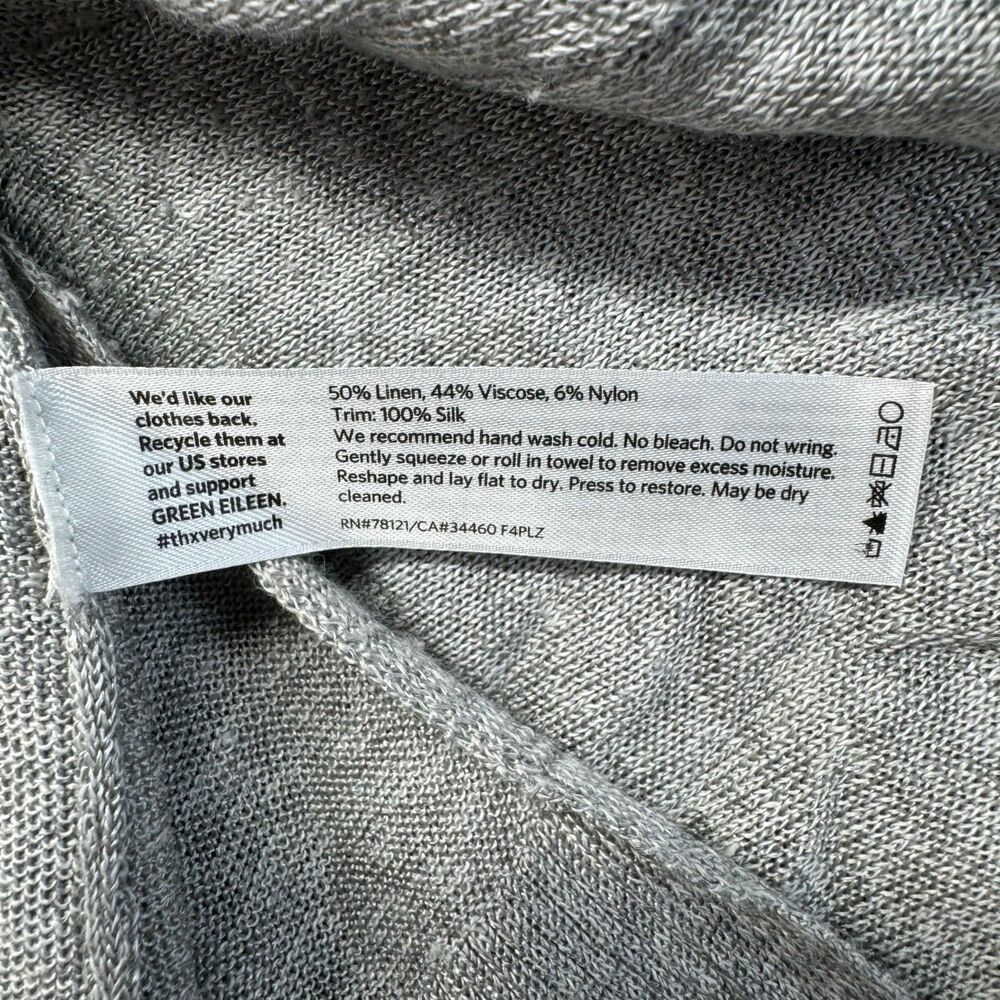 Eileen Fisher Blouse Womens Small Gray White Layered Lightweight Knit Sweater - Picture 13 of 13